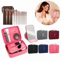 Kit Maquiagem Completo Com Necessaire, 13 Pincéis profissionais e Espelho Portátil Kit Maquiagem Completo Com Necessaire, 13 Pincéis profissionais e Espelho Portátil