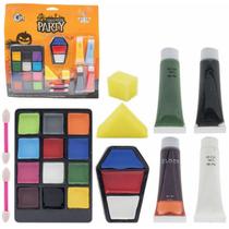 Kit Maquiagem de Halloween com 10 peças c/ Paleta 12 Cores Profissional ou Amador