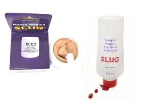 Kit maquiagem de terror Massa slug 200 gr + sangue artificial 120 ml slug