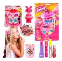 Kit Maquiagem Infantil Batom Brilho Sombra Chaveiro