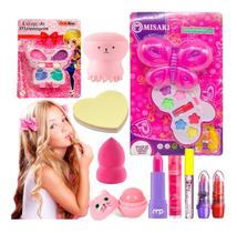 Kit Maquiagem Infantil Batom Brilho Sombra Gloss Lip Balm