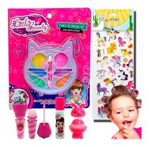 Kit Maquiagem Infantil Brilho Labial Sombra Adesivo