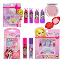 Kit Maquiagem Infantil Completo Blush Batom Sombras BZ122