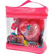 Kit Maquiagem Infantil Make BRINQ Necessaire com 7 Peças