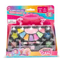 Kit Maquiagem Infantil Maleta com Sombras Batom Gloss Makebrinq Polibrinq