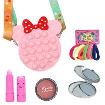 Kit Maquiagem Infantil Mini Bolsa Pop It Batom Espelho