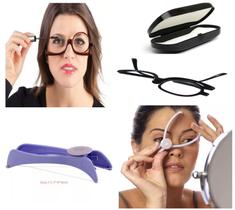 kit maquiagem make óculos mais estojo para maquiar lente que gira vários graus fácil maquiagem + depilador facial linha - Import