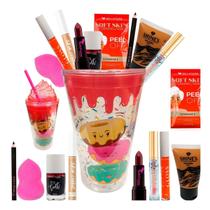 Kit Maquiagem Make Shake Milk Copo Felicidade Para Presente Pele Morena Kit Maquiagem Make Shake Milk Copo Felicidade Para Presente Pele Morena