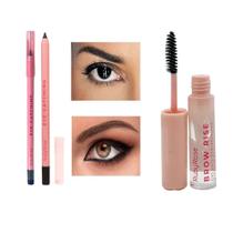 Kit Maquiagem Ruby Rose Lápis de Olho à Prova DÁgua Eye-Catching + Gel Incolor Fixador Sobrancelhas Brow Rise