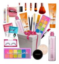 Kit Maquiagem Sombra Nude Batom Base Matte Pó + Necessaire