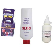 Kit maquiagem terror Massa slug + sangue artificial + latex