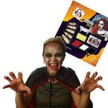 Kit Maquiagem Vampiro Vampira De Halloween Com Dentadura e Acessórios, Pica Pau, Certificação Anvisa Kit Maquiagem Vampiro Vampira De Halloween Com Dentadura e Acessórios, Pica Pau, Certificação Anvisa