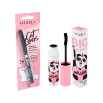 Kit Maquiagem Vizzela Preto Black Lapiseira Delineadora Olhos + Máscara Cílios Rímel BIG No Panda