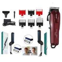 Kit Maquina Cabelo Barba Corte e Alisar Eficaz Leve Sem Fio Rápido