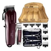 Kit Maquina Cabelo Profissional Kemei Barbearia Kit Tesouras Kit Maquina Cabelo Profissional Kemei Barbearia Kit Tesouras
