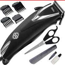 Kit Máquina Cortar Cabelo Barba Philco PCR12CR 4 pentes Skull Pro Chrome 18w Com Tesoura