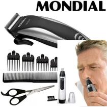 Kit Maquina cortar Cabelo Mondial aparador Pelos Nariz 110V