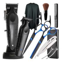 Kit Máquina De Corta Cabelo Tesouras Barbeiro Profissionais Kit Máquina De Corta Cabelo Tesouras Barbeiro Profissionais