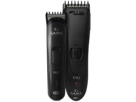 Kit Máquina de Cortar Cabelo GAMA Italy Black Titanium T747