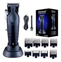 Kit Máquina De Cortar Cabelo Kemei Km-2296 Profissional Cor Preto 110v/220v Kit Máquina De Cortar Cabelo Kemei Km-2296 Profissional Cor Preto 110v/220v