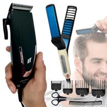 Kit maquina de cortar cabelo potente e pente de disfarce para barba