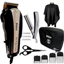 Kit máquina de cortar cabelo titanium e capa e navalha inox