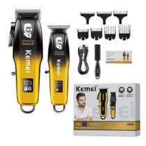 Kit máquina de corte e acabamento kemei 8501 bivolt sem fio portátil 5w de potência