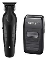 Kit Máquina de Corte e Barbeador Kemei Profissional