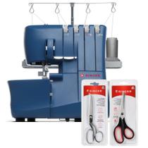 Kit Máquina de Costura Overloque S0235 Azul + Tesoura 8" Tecido e Tesoura Multiuso Preta Kit Máquina de Costura Overloque S0235 Azul + Tesoura 8" Tecido e Tesoura Multiuso Preta