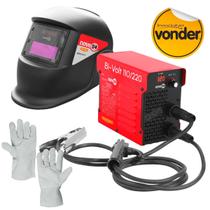 Kit Maquina de Solda Inversora 120A Bivolt Digital + Máscara Automática e Acessório Completa Para Eletrodo Revestido MMA