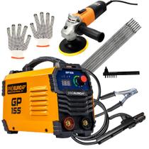 Kit Máquina de Solda Inversora 155a 110v 127v + Esmerilhadeira 127V + Luvas e Eletrodo