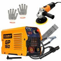 Kit Máquina de Solda Inversora 160A 220V Pró Euro com Esmerilhadeira e Acessórios