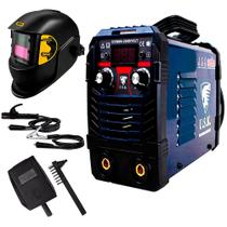 Kit Máquina de Solda Inversora MMA-250 Painel Digital Bivolt 110/220V USK + Máscara Solda Automática