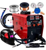 kit Maquina De Solda Inversora Multiprocesso Mig 150 Tig Eletrodo Arames 1kg 0.8mm Mascara Automatica Regulador Usk