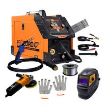 Kit Máquina de Solda Multiprocesso MIG 228A Flex com Máscara Arame e Esmerilhadeira Kit Máquina de Solda Multiprocesso MIG 228A Flex com Máscara Arame e Esmerilhadeira