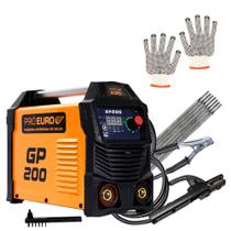 KIT Máquina de Solda Portátil GP 200 Mod 2020 Acompanha Escova, Luva Simples e 250G Eletrodo 3,25mm Pró Euro