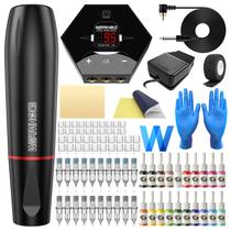 Kit Máquina de Tatuagem Wormhole Rotary com Fonte de Alimentação e Tintas