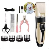 Kit Máquina de Tosa para Pets Cortador de Pelo Recarregável e Silencioso 110V Kit Máquina de Tosa para Pets Cortador de Pelo Recarregável e Silencioso 110V