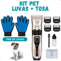 KIT Máquina de tosa PET com alicate + Par de Luvas Tira Pêlos funcional