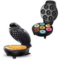 Kit Máquina De Waffle E Máquina De Donuts 110v Pretas