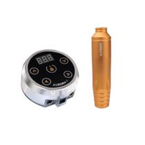 Kit Máquina Dermografo Pen Rotativa Para Tattoo Aurora P2 + Fonte Aurora 2 com visor de LED e Touch