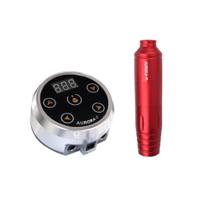 Kit Máquina Dermografo Pen Rotativa Para Tattoo Aurora P2 + Fonte Aurora 2 com visor de LED e Touch