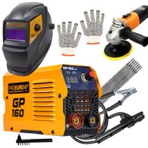 KIt Máquina Inversora 160a 220v + Esmerilhadeira + Máscara + Eletrodo + Luvas e Mais!