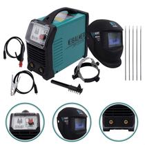 Kit Máquina Inversora de Solda Balmer 120A Mma Tig Dc Profissional Portátil Bivolt Máscara Iniciante