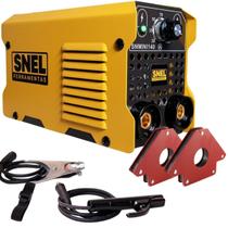 Kit Maquina Inversora De Solda Mini140Am 220v 2 Esquadros Magnéticos 12 Kg