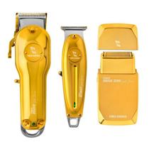 Kit máquina mq force gold series - acabamento shave zero + acabamento ultimate + corte brave