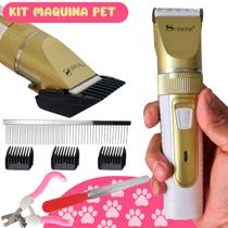 Kit Maquina Pet Tosa Aparador de Pelos Para Cães Gatos & Coelho Maquina USB Recarregável Bateria Elétrico Profissional Grooming Kit Completo - grooming Hais Clipper