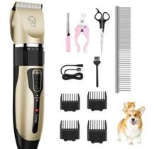 Kit Maquina Pet Tosa Aparador Recarregável Cachorro Gato