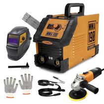 Kit Máquina Solda Inversora 190a 220v + Esmerilhadeira 220v + Máscara automática