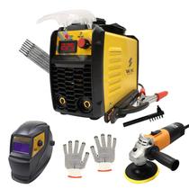 Kit Máquina Solda Inversora 225a 220v + Esmerilhadeira + Máscara e Mais!